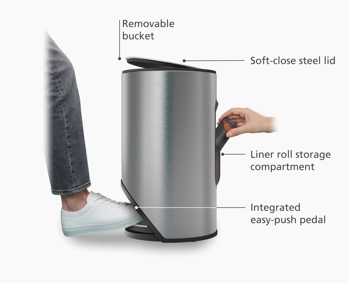 10L Easy-Push Stainless-Steel Pedal Bin
