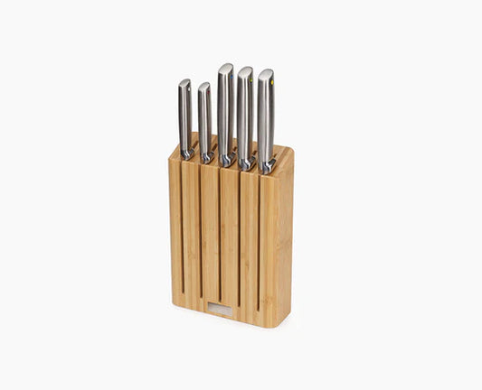 Steel 5-Piece Knife Set with Bamboo Block