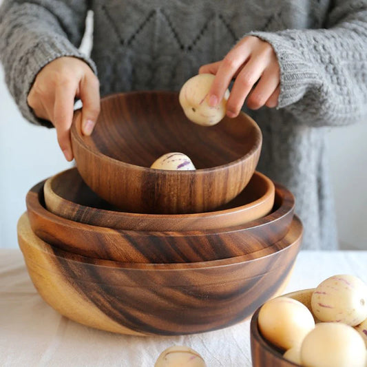 Rustic Bamboo Bowl Set
