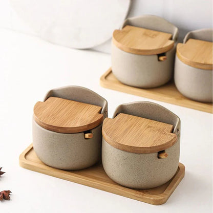 Ceramic Bamboo Spice Pots