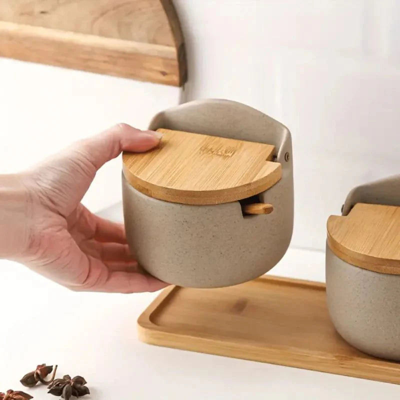 Ceramic Bamboo Spice Pots