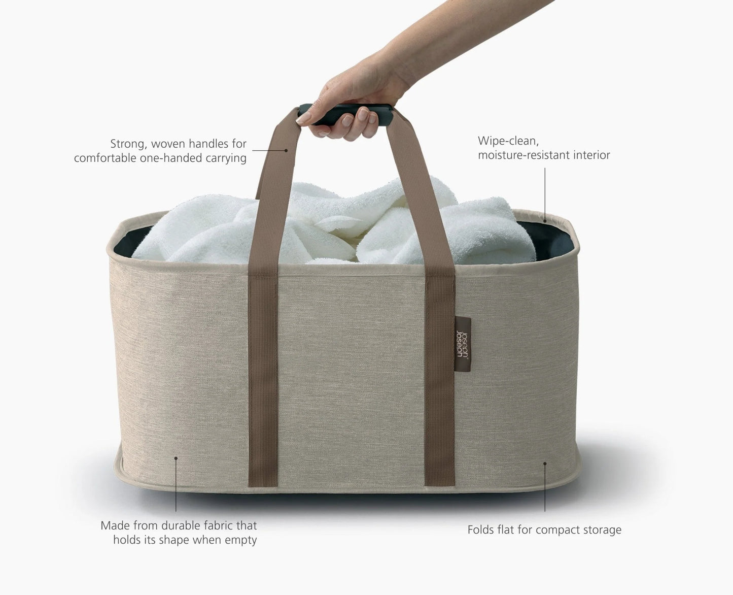 Ecru Collapsible 35L Laundry Basket
